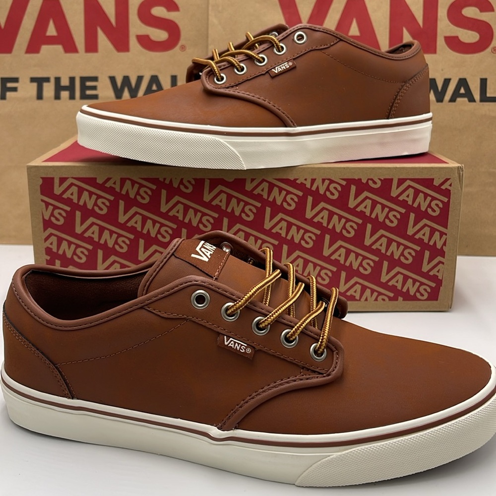 Vans WMNS Leather Sneakers with White Accents Atwood (Leather)Brown/Marshmallow - Picture 10 of 16
